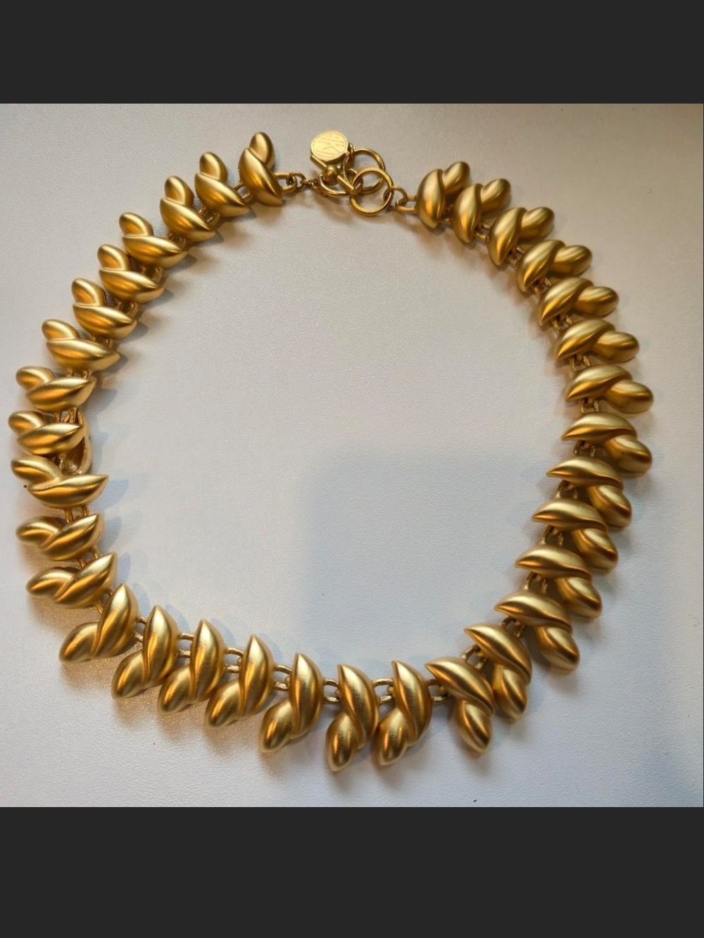 Vintage Anne Klien Matte Gold Sculptural Link Necklace - Women's Jewelry